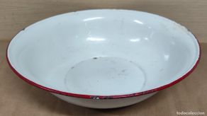 Antigüedades: Palangana de metal esmaltada principios siglo XX